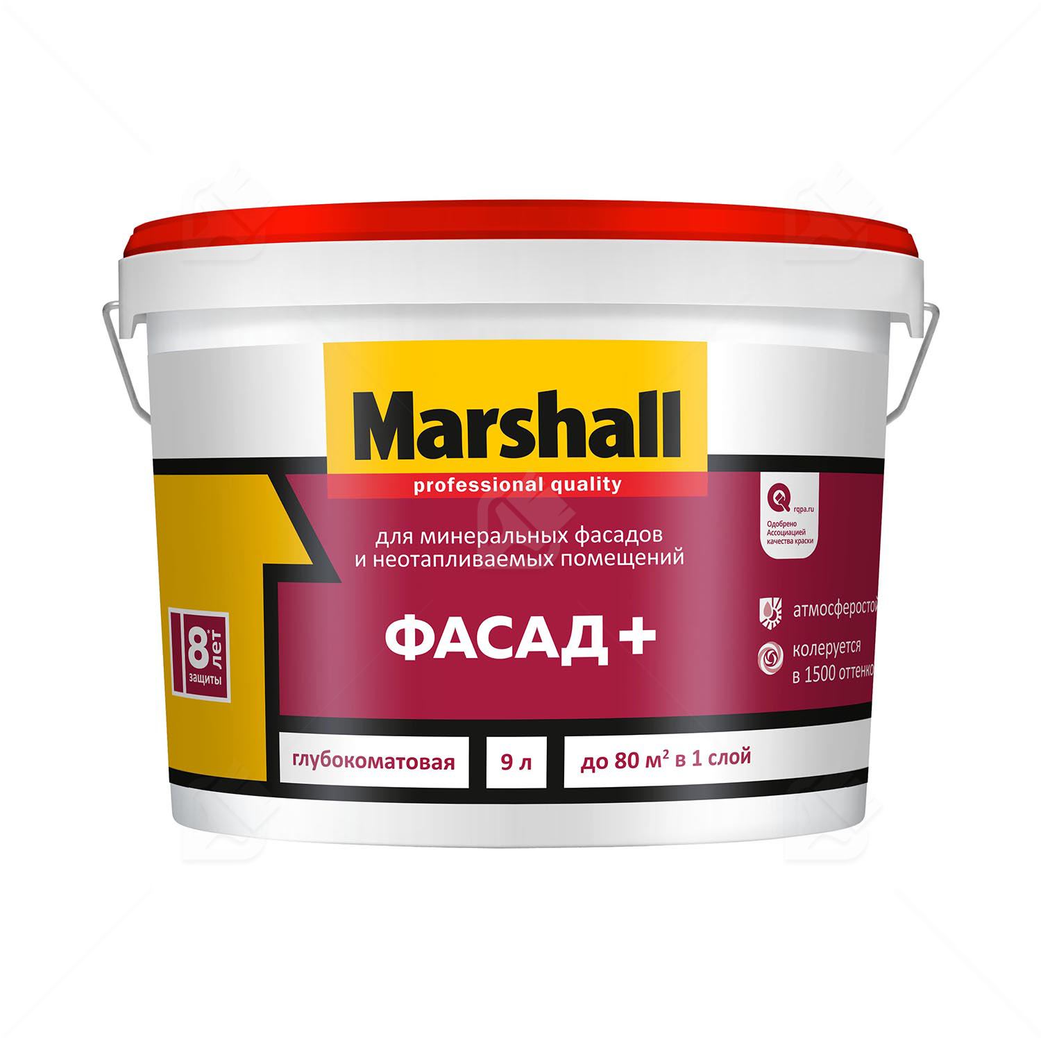 Краска фасадная акриловая водно-дисперсионная Marshall Фасад+ глубокоматовая база BW 9 л.