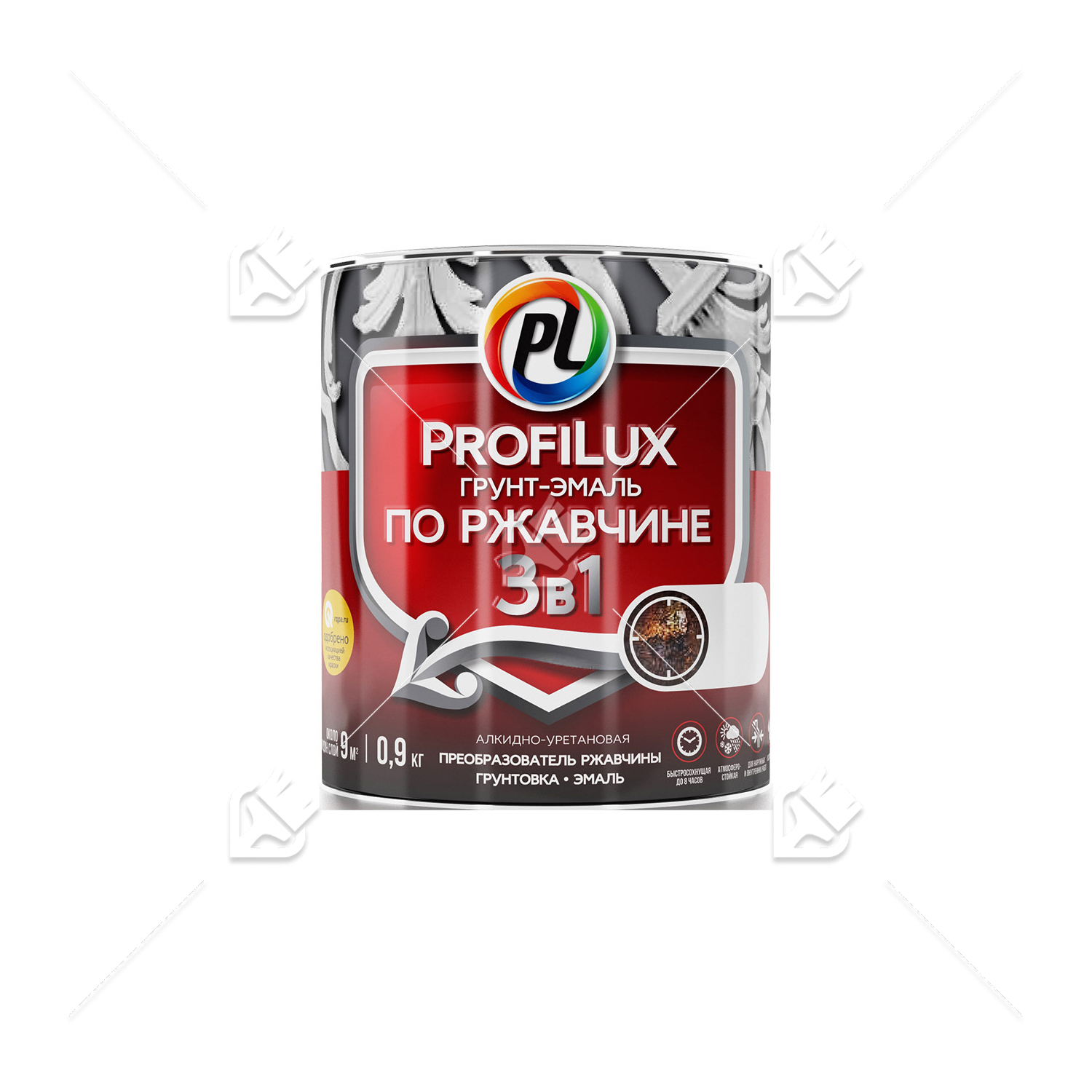 Грунт-эмаль на ржавчину 3 в 1 Profilux полуматовая серая 1,9 кг.