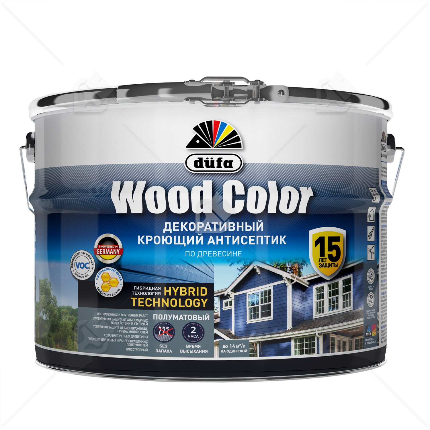 Кроющий антисептик Dufa Wood Color лунная ночь 9 л