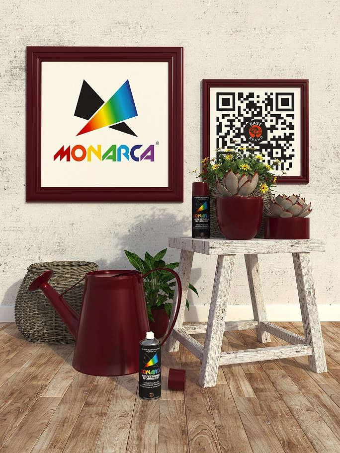 Краска универсальная аэрозольная акриловая Eastbrand Monarca RAL 3005 красное вино 520 мл.