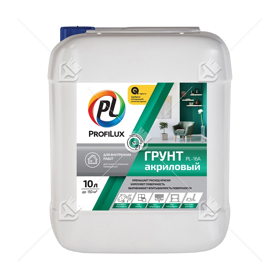 Грунт PL-16A акриловый для внутр. работ (зелёная эт.) (10л) Профилюкс
