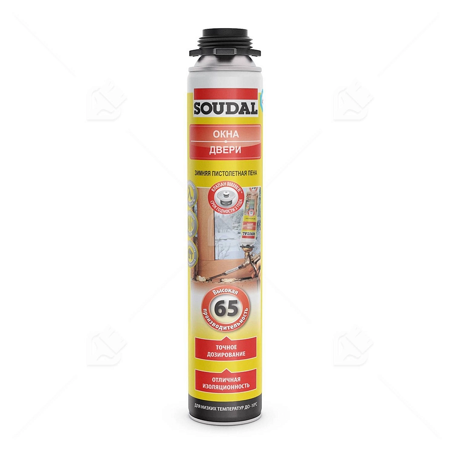 Пена профессиональная Soudal Окна-Двери 65 зимняя 820 мл