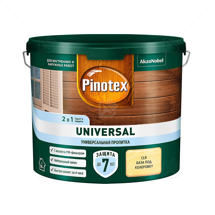 Pinotex Universal 2 в 1 универсальная пропитка для древесины CLR база под колеровку 2,5 л