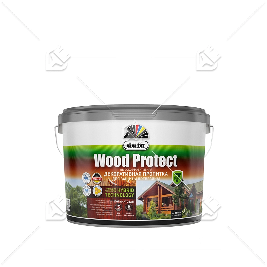Пропитка декоративная для защиты древесины Dufa Wood Protect махагон 9 л
