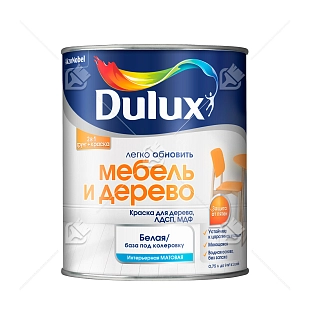 Краска для дерева водно-дисперсионная Dulux Мебель и дерево матовая база BW 0,75 л.
