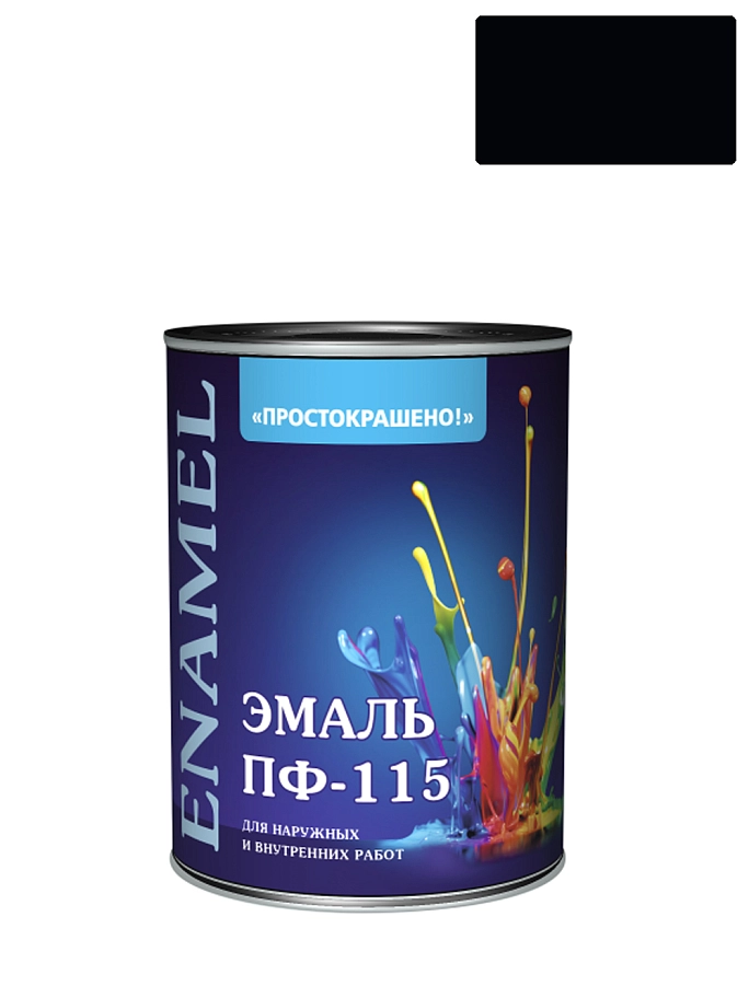 Эмаль ПФ-115 универсальная алкидная Простокрашено глянцевая чёрная 1,8 кг