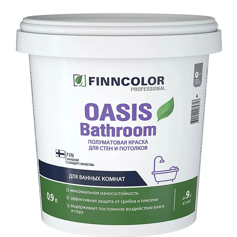 Краска для влаж. помещений OASIS BATHROOM A п/мат 0,9л