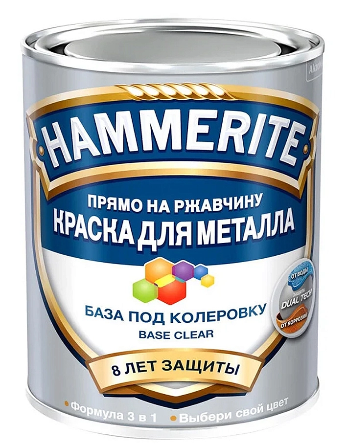 Краска для металлических поверхностей алкидная Hammerite гладкая база бесцветная 0,65 л