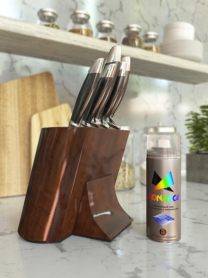 Лак аэрозольный Eastbrand Monarca бесцветный глянцевый 520 мл. 