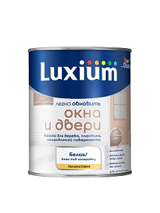 Краска для дерева и пластика водно-дисперсионная Luxium Окна и двери полуматовая база BW 0,75 л.