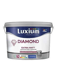 Краска для стен и потолков водно-дисперсионная Luxium Diamond Extra Matt глубокоматовая база BW 9 л