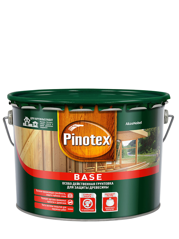 Грунт для защиты древесины Pinotex Base 9 л