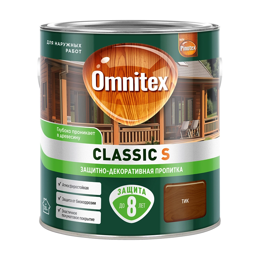 Защитно-декоративная пропитка Omnitex Classic S Тик 2,5л