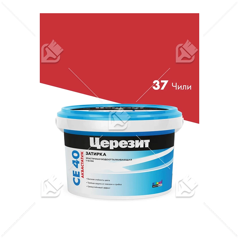 Затирка для швов до 10 мм. водоотталкивающая Церезит СЕ 40 Аквасатик 37 чили 2 кг