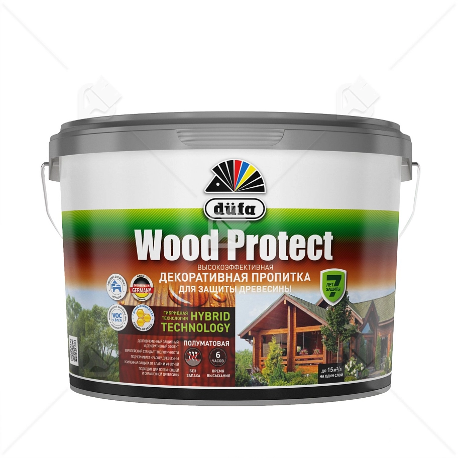 Пропитка декоративная для защиты древесины Dufa Wood Protect дуб 9 л
