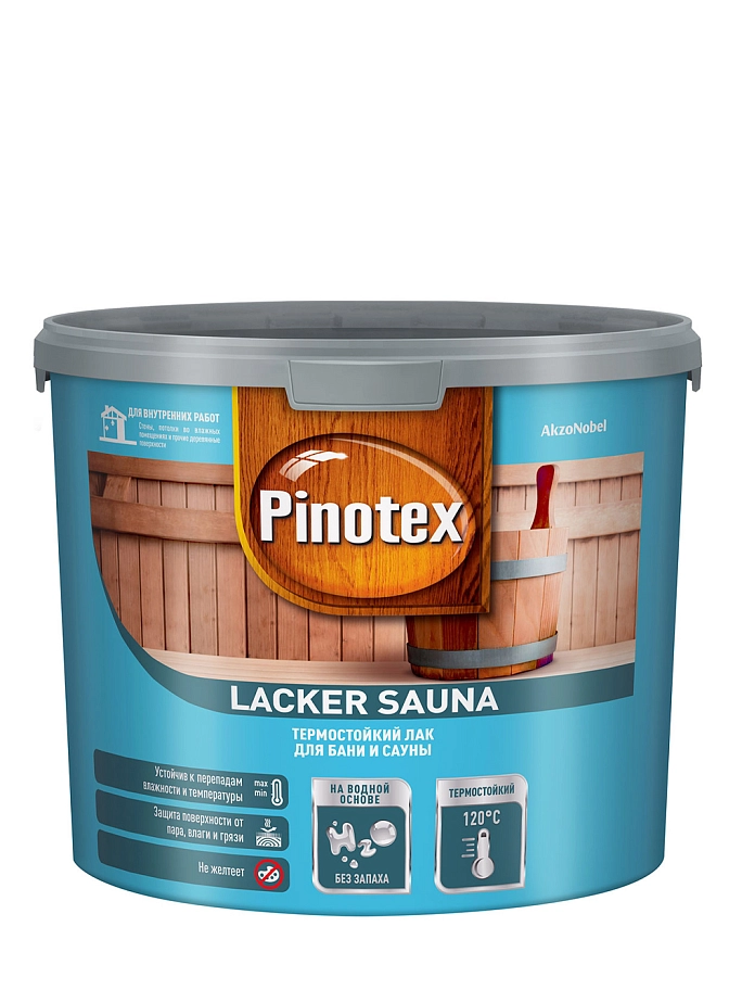 Лак для бань и саун на водной основе Pinotex Lacker Sauna 20 полуматовый 2,7 л