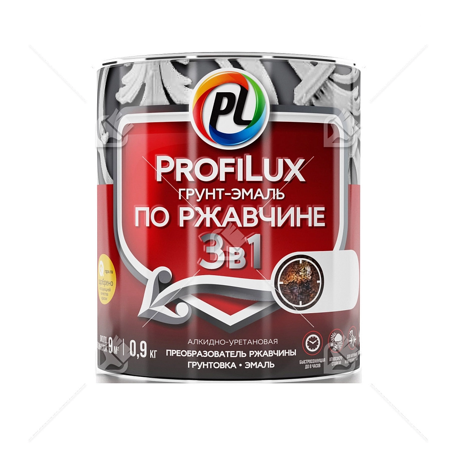 Грунт-эмаль на ржавчину 3 в 1 Profilux полуматовая зелёная 0,9 кг.