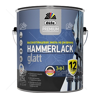 Эмаль на ржавчину Dufa Premium Hammerlack 3-в-1 гладкая RAL 9010 белая 2,5 л.