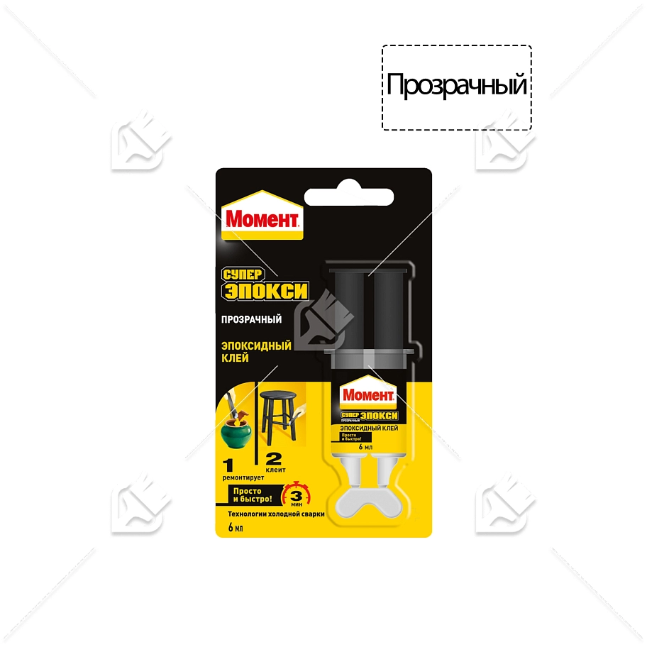 Клей универсальный эпоксидный Момент Супер Эпокси прозрачный 6 мл. шприц