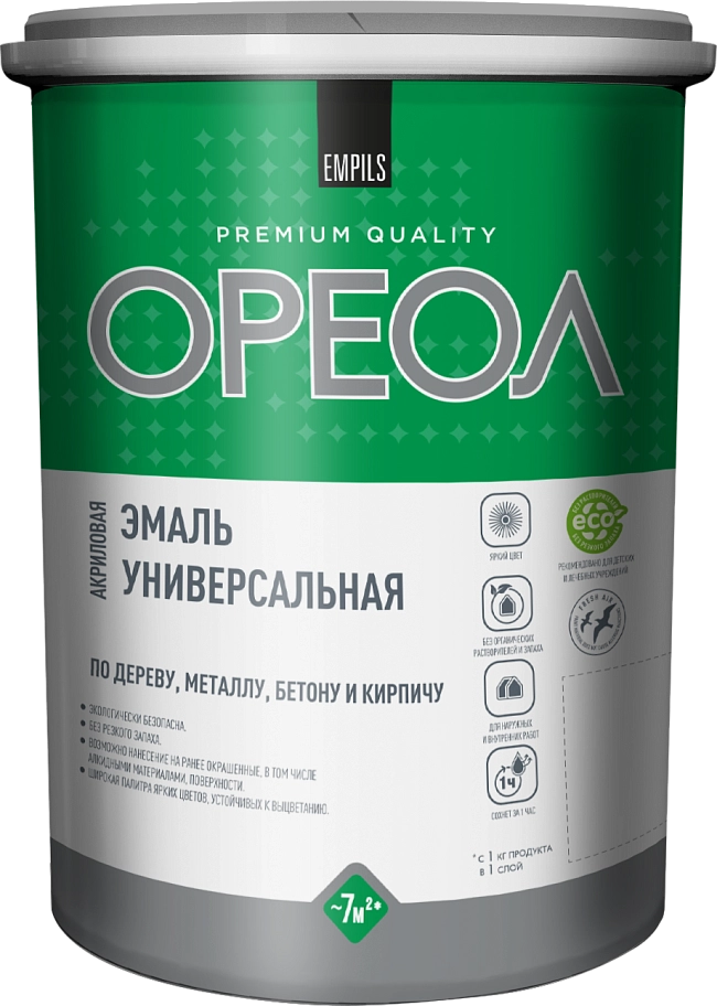 Эмаль универсальная акриловая Ореол глянцевая слоновая кость 1 кг