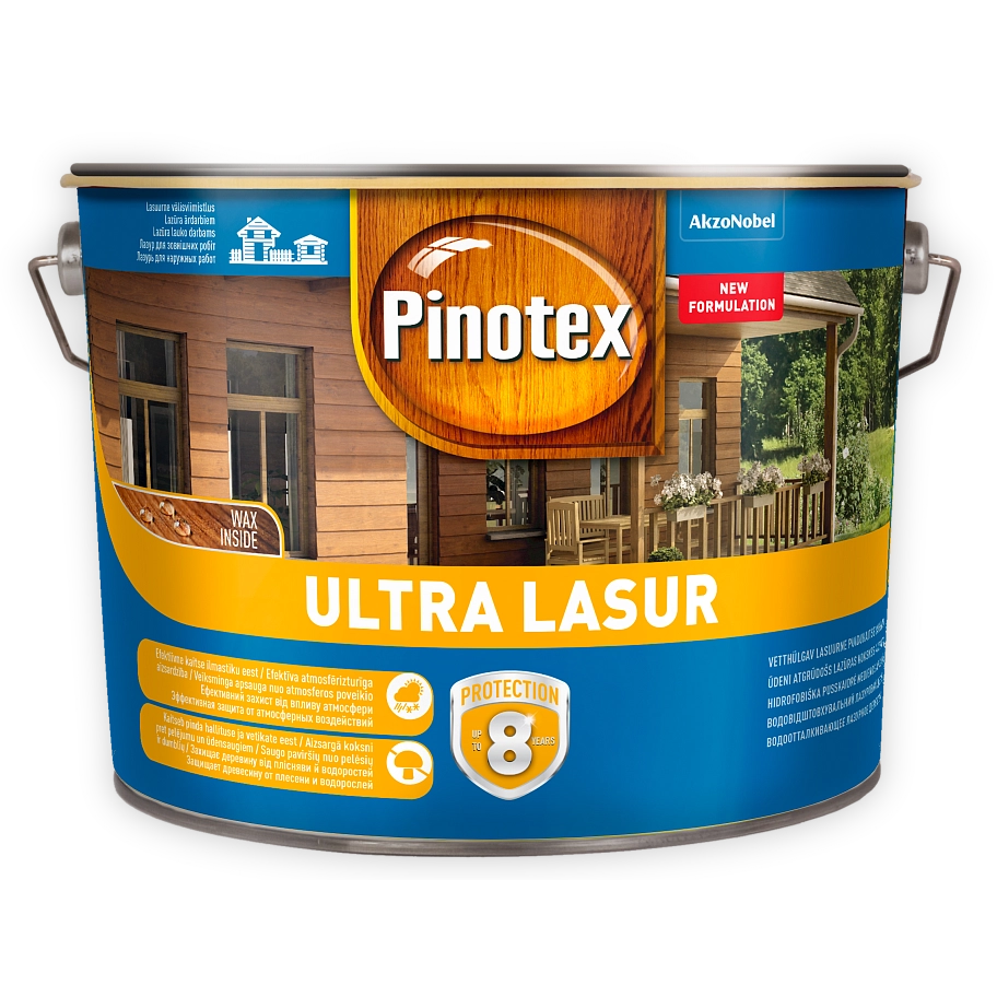 Пропитка декоративная для защиты древесины Pinotex Ultra AWB полуглянцевая база под колеровку CLR 10 л