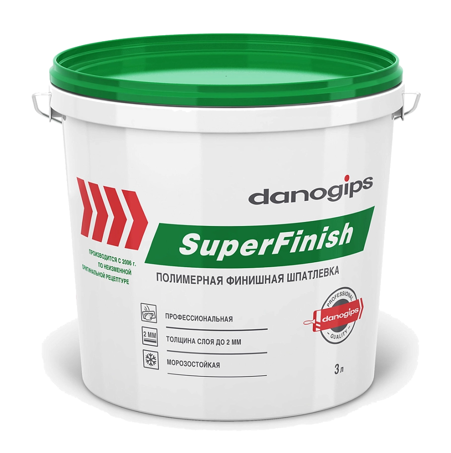 Шпатлевка для внутренних работ полимерная Danogips SuperFinish (11л/18кг)