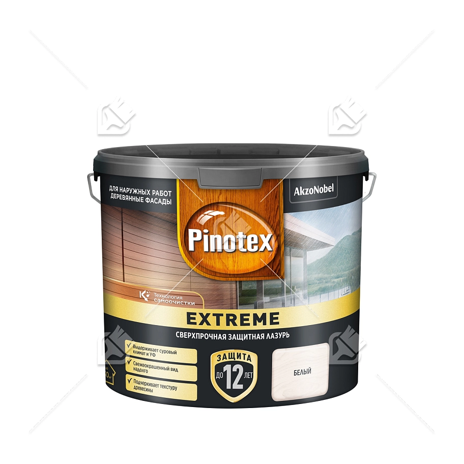Пропитка декоративная для защиты древесины Pinotex Extreme белая полуматовая 2,5 л