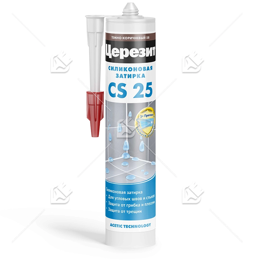 Герметик-затирка силиконовая противогрибковая Церезит CS 25 58 темно-коричневая 280 мл