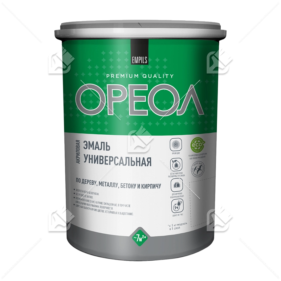 Эмаль универсальная акриловая Ореол глянцевая серая 1 кг.