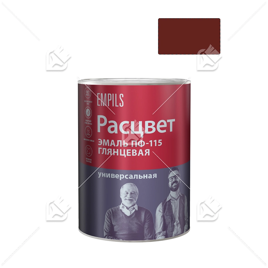 Эмаль ПФ-115 универсальная алкидная Расцвет глянцевая вишневая 0,9 кг.