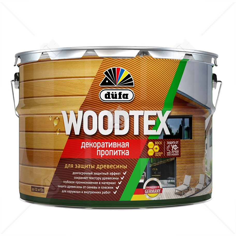 Пропитка декоративная для защиты древесины алкидная Dufa Woodtex махагон 9л
