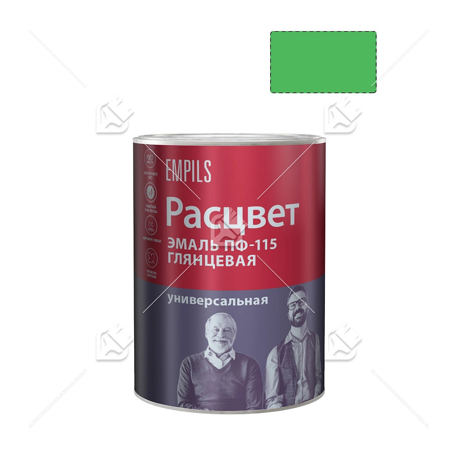 Эмаль ПФ-115 универсальная алкидная Расцвет глянцевая салатовая 0,9 кг.