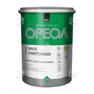 Эмаль универсальная акриловая Ореол глянцевая белая 2,5 кг.