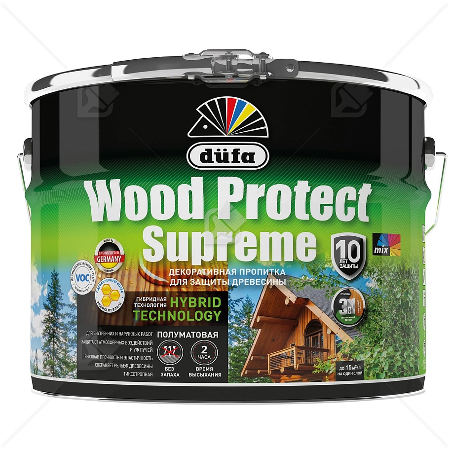 Пропитка декоративная для защиты древесины Dufa Wood Protect Supreme орех 9 л