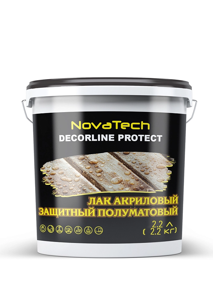 Лак акриловый защитный NovaTech Decorline Protect полуматовый 2,2 л