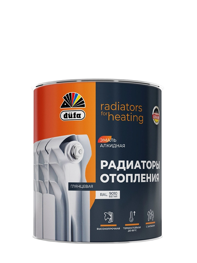 Эмаль для отопительных приборов алкидная Dufa Радиаторы отопления глянцевая RAL9010 белая 0,75 л
