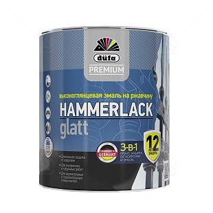 Эмаль на ржавчину Dufa Premium Hammerlack 3-в-1 гладкая RAL 9005 черная 2 л